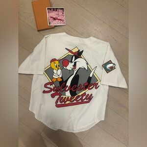 1995 Sylvester & Tweety Novel Teez Warner Bros Looney Tunes Baseball Jersey VTG